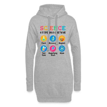La science suscite la curiosité - Sweat-shirt à capuche long Femme - gris chiné - Devant