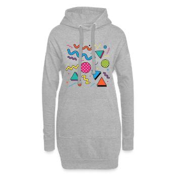 Neon-Geometrie: Knallige Formen - Hoodie-Kleid - Grau meliert - Vorne