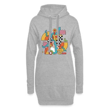 Géométrie colorée dans un style abstrait Pop Art années 90 - Sweat-shirt à capuche long Femme - gris chiné - Devant