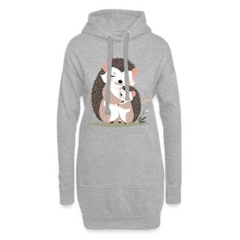 Kuschelige Igelfreundschaft - Hoodie-Kleid - Grau meliert - Vorne