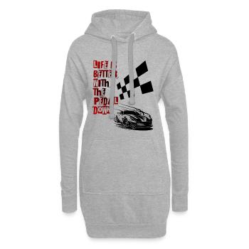 Leben geht schneller mit Vollgas - Hoodie-Kleid - Grau meliert - Vorne