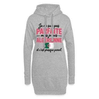 Je ne suis pas parfaite mais je suis Algerienne - Sweat-shirt à capuche long Femme - gris chiné - Devant