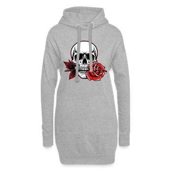 Skull Rose pour les fans de tatouage gothique rockabilly - Sweat-shirt à capuche long Femme - gris chiné - Devant