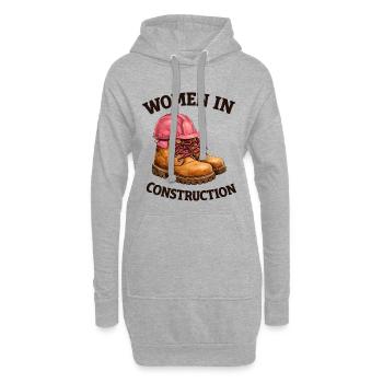 Women in Construction Work Boots and Construction Helmet - Hoodie Dress - heather grey - Front