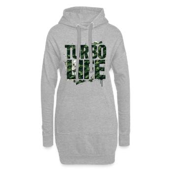 Turbo Life Camouflage Lettres, style militaire - Sweat-shirt à capuche long Femme - gris chiné - Devant