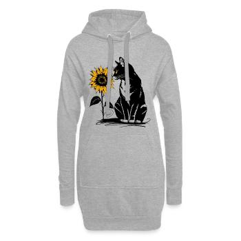 Chat avec tournesol – Motif d’animal mignon - Sweat-shirt à capuche long Femme - gris chiné - Devant
