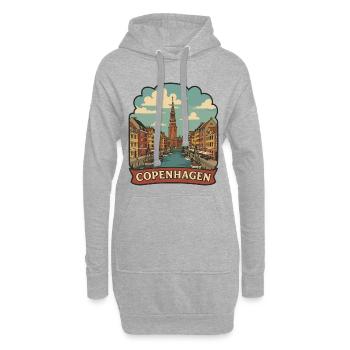 Autocollant de voyage vintage Copenhagen Nyhavn - Sweat-shirt à capuche long Femme - gris chiné - Devant