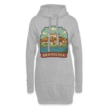 Bratislava Castle Slovakia Retro Travel Sticker - Hoodie Dress - heather grey - Front