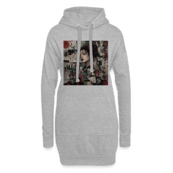 Japanische Kunst Collage Street Art Motiv - Hoodie-Kleid - Grau meliert - Vorne