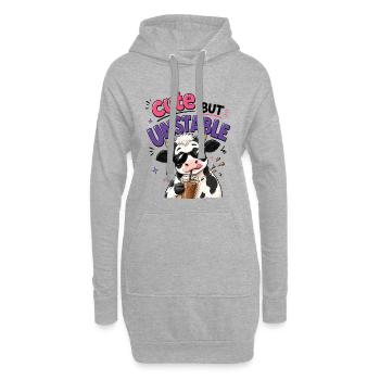Süsse aber instabile Kuh mit Eiskaffee - Hoodie-Kleid - Grau meliert - Vorne