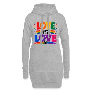 Love Is Love LGBTQ Statement Regenbogen Motiv CSD - Hoodie-Kleid - Grau meliert - Vorne