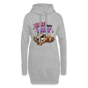 Süß aber faul Faultier mit Eiskaffee - Hoodie-Kleid - Grau meliert - Vorne