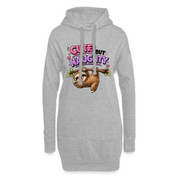 Süß aber frech Faultier mit Eistee - Hoodie-Kleid - Grau meliert - Vorne