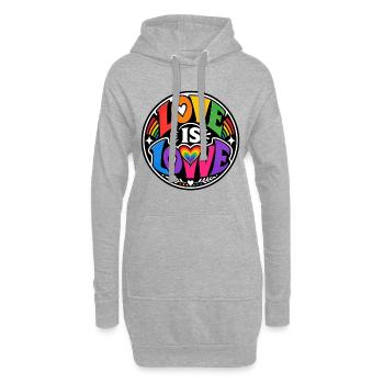 Love Is Love Regenbogen Statement Retro CSD - Hoodie-Kleid - Grau meliert - Vorne