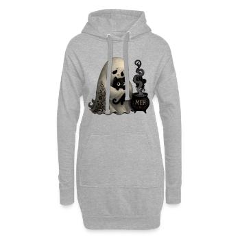 T-shirt Halloween Chaudron de Chat Fantôme MEH - Sweat-shirt à capuche long Femme - gris chiné - Devant