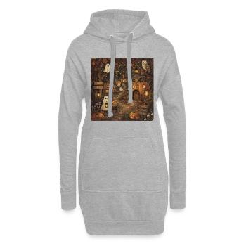Sweat à capuche Pumpkin House Pumpkin House Automne Vintage - Sweat-shirt à capuche long Femme - gris chiné - Devant