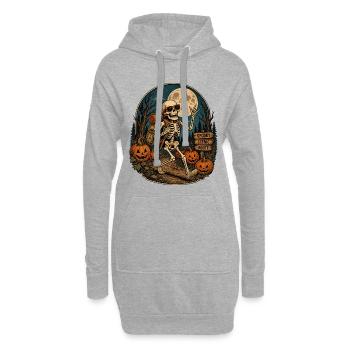Fan rétro rétro d’extérieur vintage de citrouille squelette d’Halloween - Sweat-shirt à capuche long Femme - gris chiné - Devant