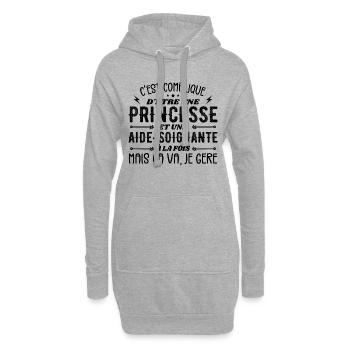 Prinzessin und Pflegerin - Hoodie-Kleid - Grau meliert - Vorne