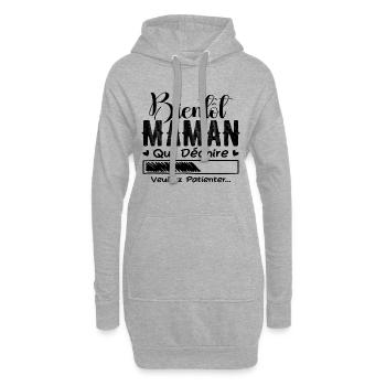 Bientôt Maman Qui Déchire Veuillez Patienter Mère - Sweat-shirt à capuche long Femme - gris chiné - Devant