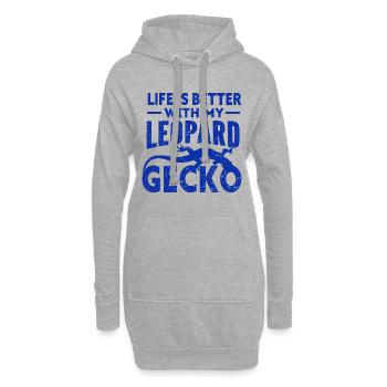 Gecko - Amphibie Tier - Hoodie-Kleid - Grau meliert - Vorne