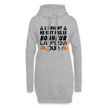 L argent Ne Fait Pas Le Bonheur La Pizza Oui - Sweat-shirt à capuche long Femme - gris chiné - Devant