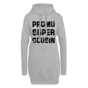 Promu Super Cousin Cadeau Rigolo Homme Cousin - Sweat-shirt à capuche long Femme - gris chiné - Devant