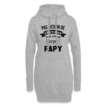 Pas Besoin De Cheveux Pour Être Un Super Papy - Sweat-shirt à capuche long Femme - gris chiné - Devant