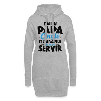 J'ai Un Papa Cinglé Cadeau Humour Papa - Sweat-shirt à capuche long Femme - gris chiné - Devant