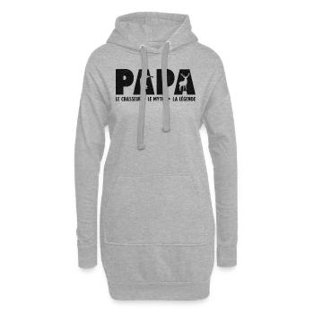 Papa Le Chasseur L'homme Le Mythe La Légende - Sweat-shirt à capuche long Femme - gris chiné - Devant