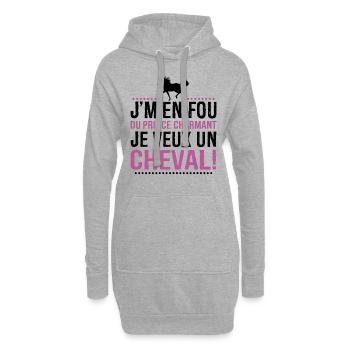 Je M'en Fous Du Prince Charmant Je Veux Un Cheval - Sweat-shirt à capuche long Femme - gris chiné - Devant