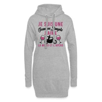 Femme Simple Qui Aime La Moto Et L'apéro - Sweat-shirt à capuche long Femme - gris chiné - Devant