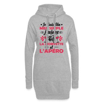 Mec Simple Qui Aime La Mobylette Et L'apéro - Sweat-shirt à capuche long Femme - gris chiné - Devant