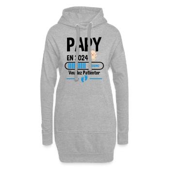 Futur Papy 2024 Grand-père Bébé Grossesse Cadeau - Sweat-shirt à capuche long Femme - gris chiné - Devant