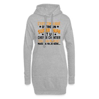 Je Suis Un Super Papa Et Un Chef De Chantier - Sweat-shirt à capuche long Femme - gris chiné - Devant