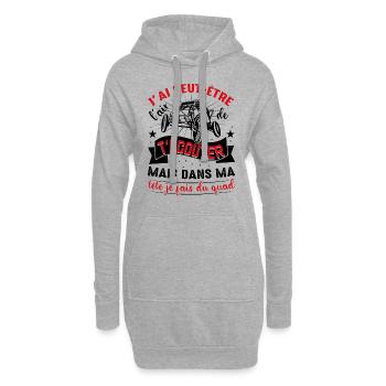 Je T'écoute Pas Dans Ma Tête Je Fais Du Quad - Sweat-shirt à capuche long Femme - gris chiné - Devant