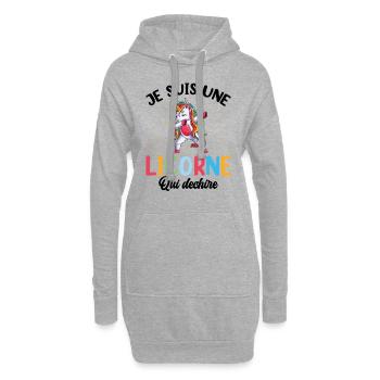 Je Suis Une Licorne Qui Déchire - Sweat-shirt à capuche long Femme - gris chiné - Devant
