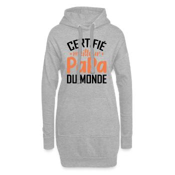 Certifié Meilleur Papa Du Monde - Sweat-shirt à capuche long Femme - gris chiné - Devant