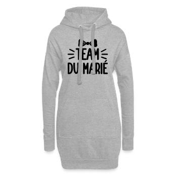Team Marié Mariage Amour Coeur Love Cadeau Evg - Sweat-shirt à capuche long Femme - gris chiné - Devant