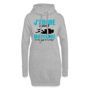 Sport Plongée Idée Cadeau Mer Vacances Hobby Apnée - Sweat-shirt à capuche long Femme - gris chiné - Devant