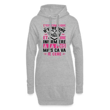 Infirmière Princesse Cadeau Anniversaire Médecine - Sweat-shirt à capuche long Femme - gris chiné - Devant