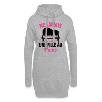 Fille Au Piano Instrument De Musique Idée Cadeau - Sweat-shirt à capuche long Femme - gris chiné - Devant