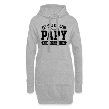 Papy Qui Déchire Fête Des Pères Anniversaire Noël - Sweat-shirt à capuche long Femme - gris chiné - Devant