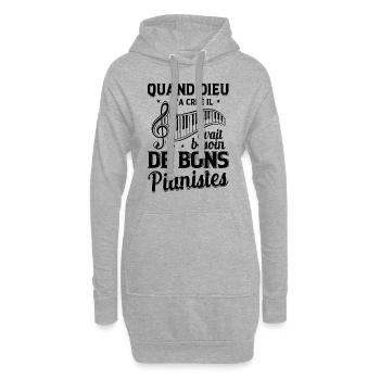 Bon Pianiste Musique Piano Idée Cadeau Clavier - Sweat-shirt à capuche long Femme - gris chiné - Devant