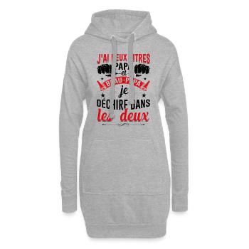 J'ai Deux Titres Papa Et Beau-papa Fête Des Pères - Sweat-shirt à capuche long Femme - gris chiné - Devant