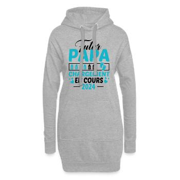 Futur Papa 2024 Idée Cadeau Annonce Grossesse - Sweat-shirt à capuche long Femme - gris chiné - Devant