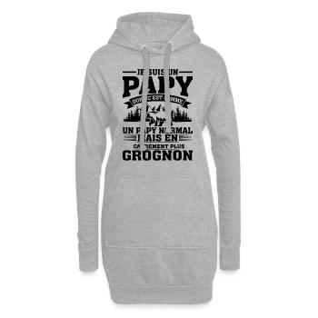 Papy Ours Plus Grognon Anniversaire Noël Cadeau - Sweat-shirt à capuche long Femme - gris chiné - Devant