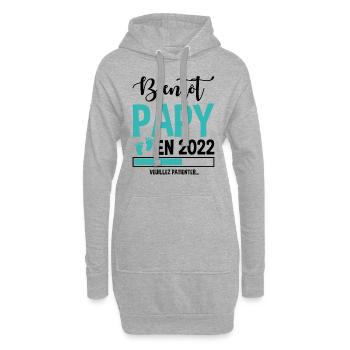 Bientôt Papy En 2022 Idée Cadeau Annonce Grossesse - Sweat-shirt à capuche long Femme - gris chiné - Devant