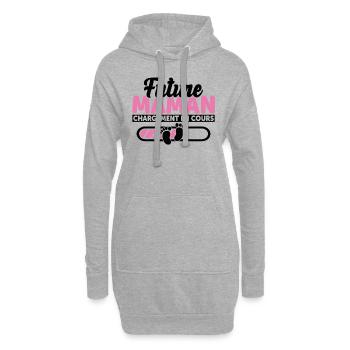 Future Maman Idée Cadeau Enceinte Amour Cool - Sweat-shirt à capuche long Femme - gris chiné - Devant