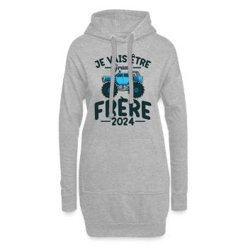 Idée Cadeau Frères Et Sœurs Grossesse Naissance - Sweat-shirt à capuche long Femme - gris chiné - Devant