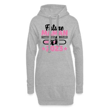 Future Maman 2023 Enceinte Idée Cadeau Amour Coeur - Sweat-shirt à capuche long Femme - gris chiné - Devant